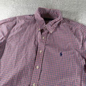 Ralph Lauren XXL Men Short Sleeve Button Up Check Red Blue Casual Shirt Pony